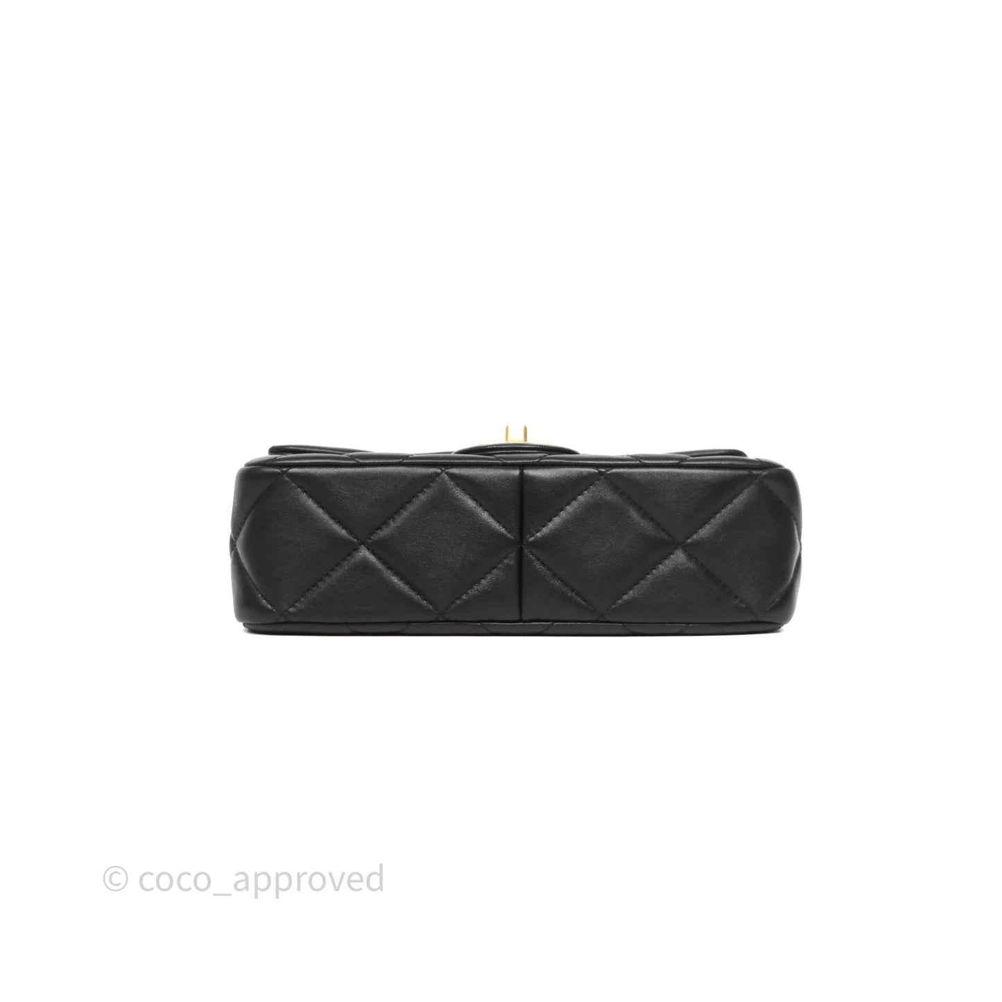 Chanel Quilted Flap Bag with Pearl Chain Black Calfskin Aged Gold Hardware