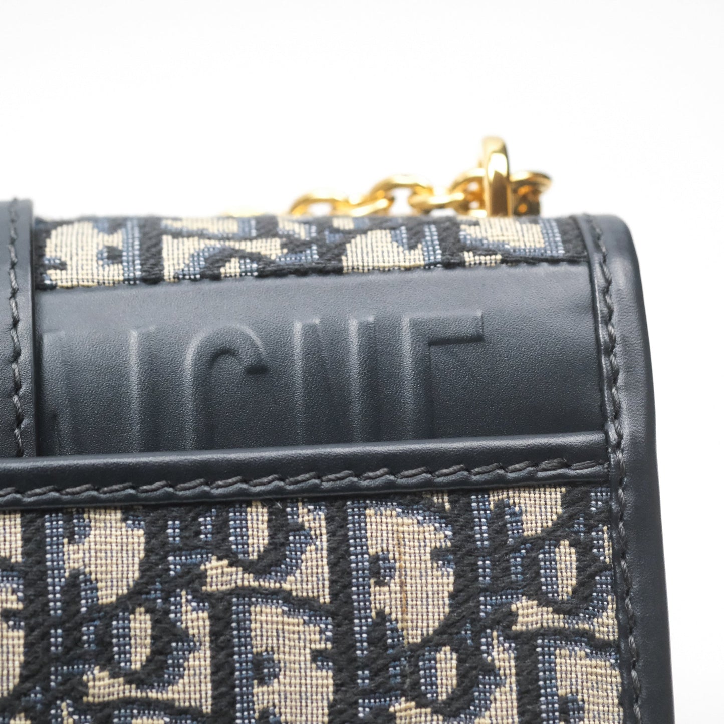Dior 30 Montaigne East-West Bag With Chain Blue Dior Oblique Jacquard