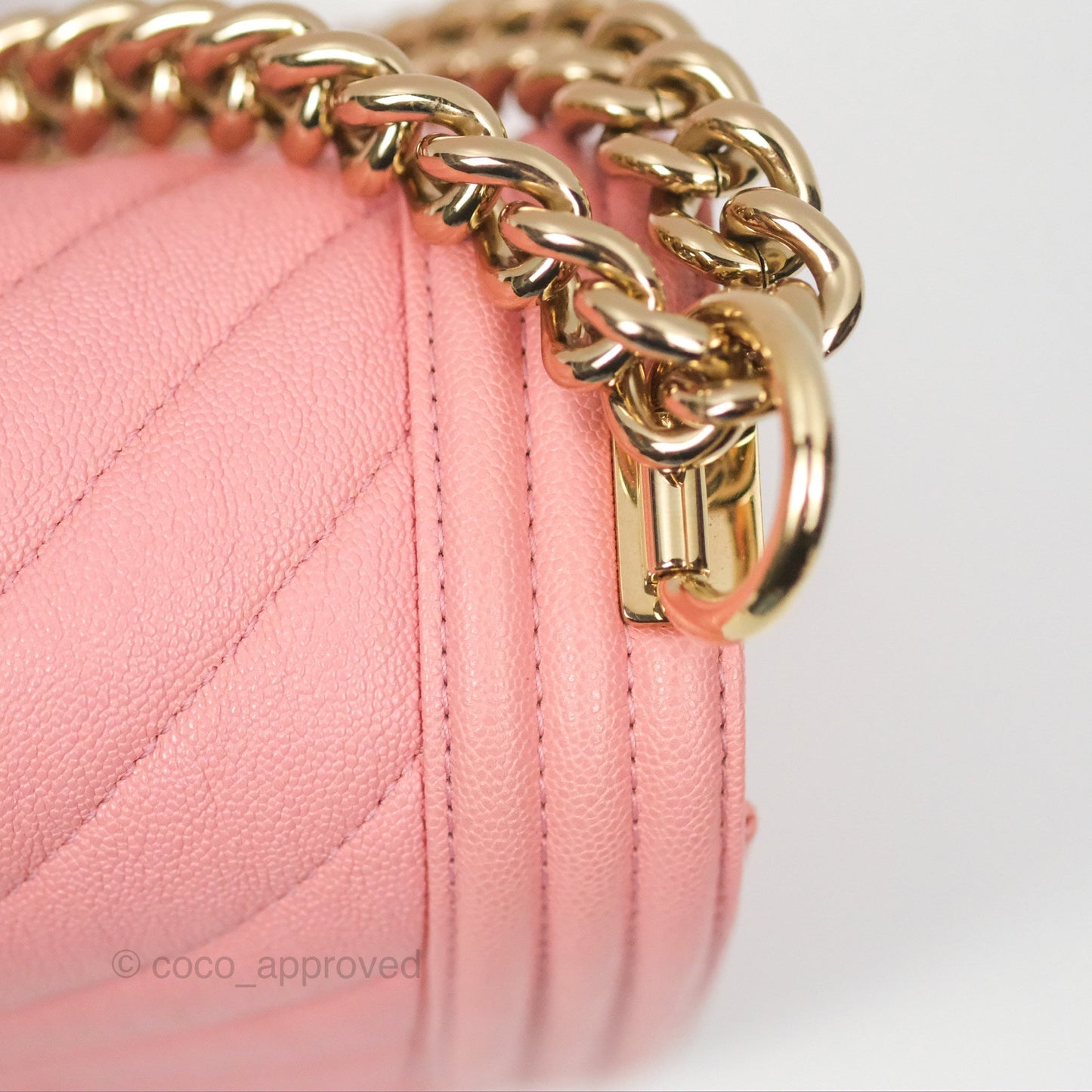 Chanel Boy Chevron Medium Pink Caviar Gold Hardware