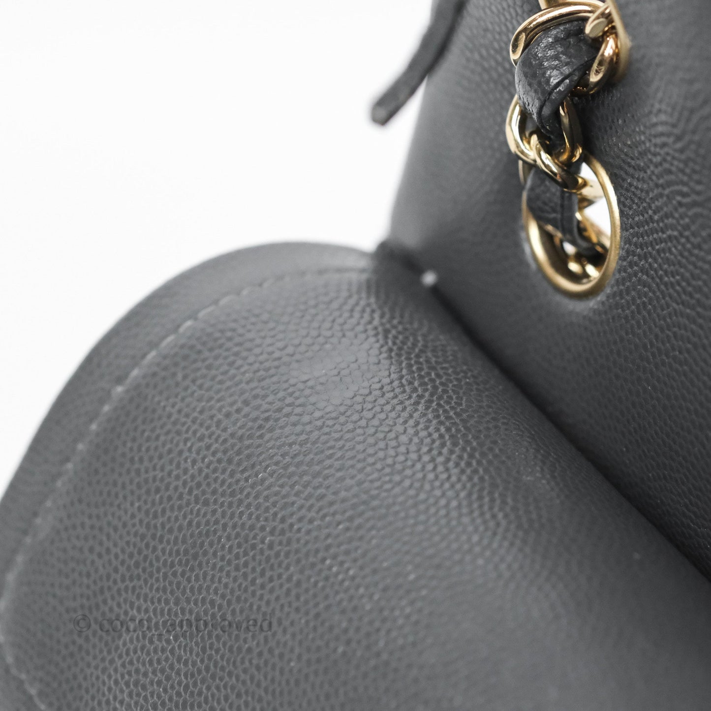 Chanel Small Classic Flap Quilted Dark Grey Caviar Gold Hardware