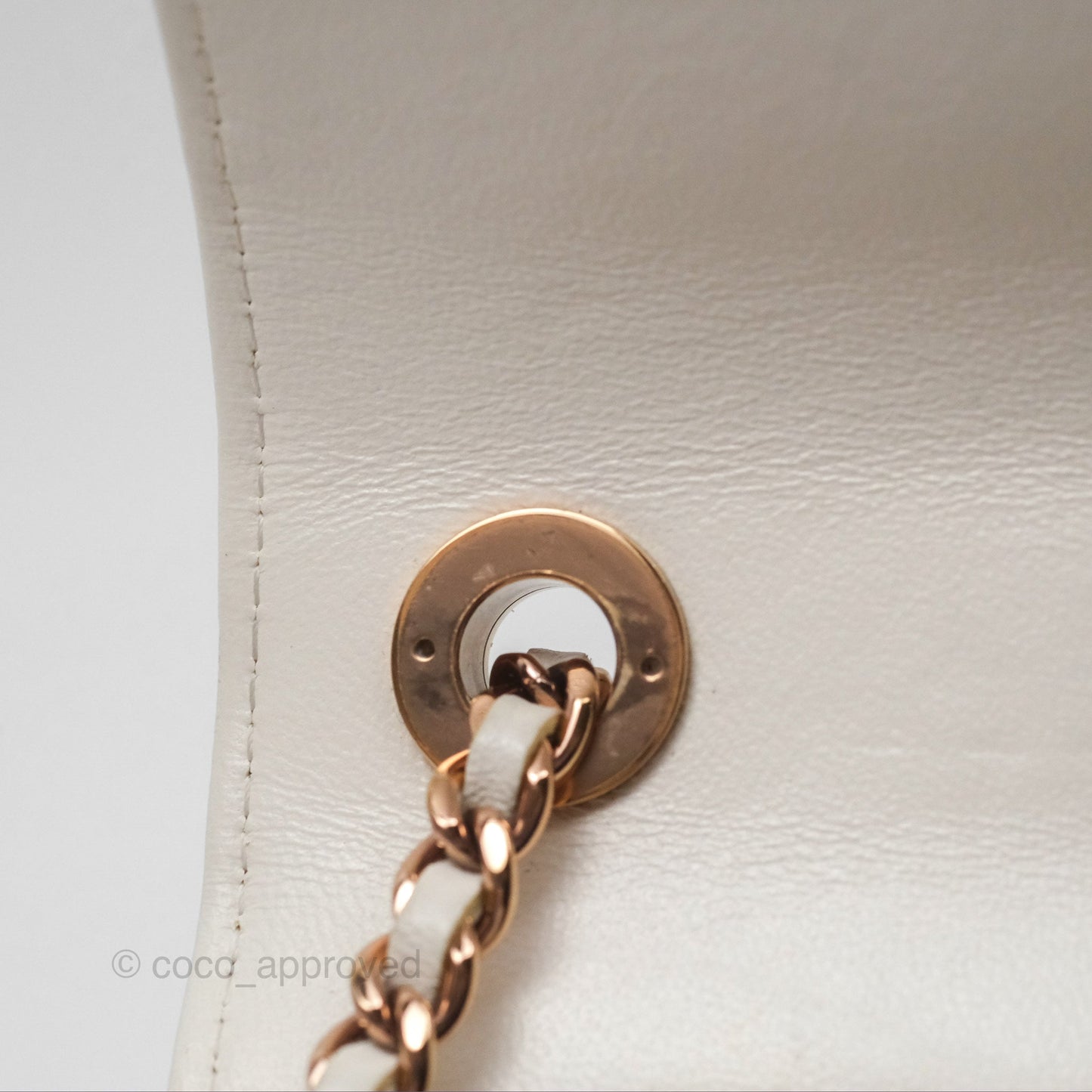 Chanel Mini Quilted Trendy CC Clutch With Chain White Lambskin Rose Gold Hardware