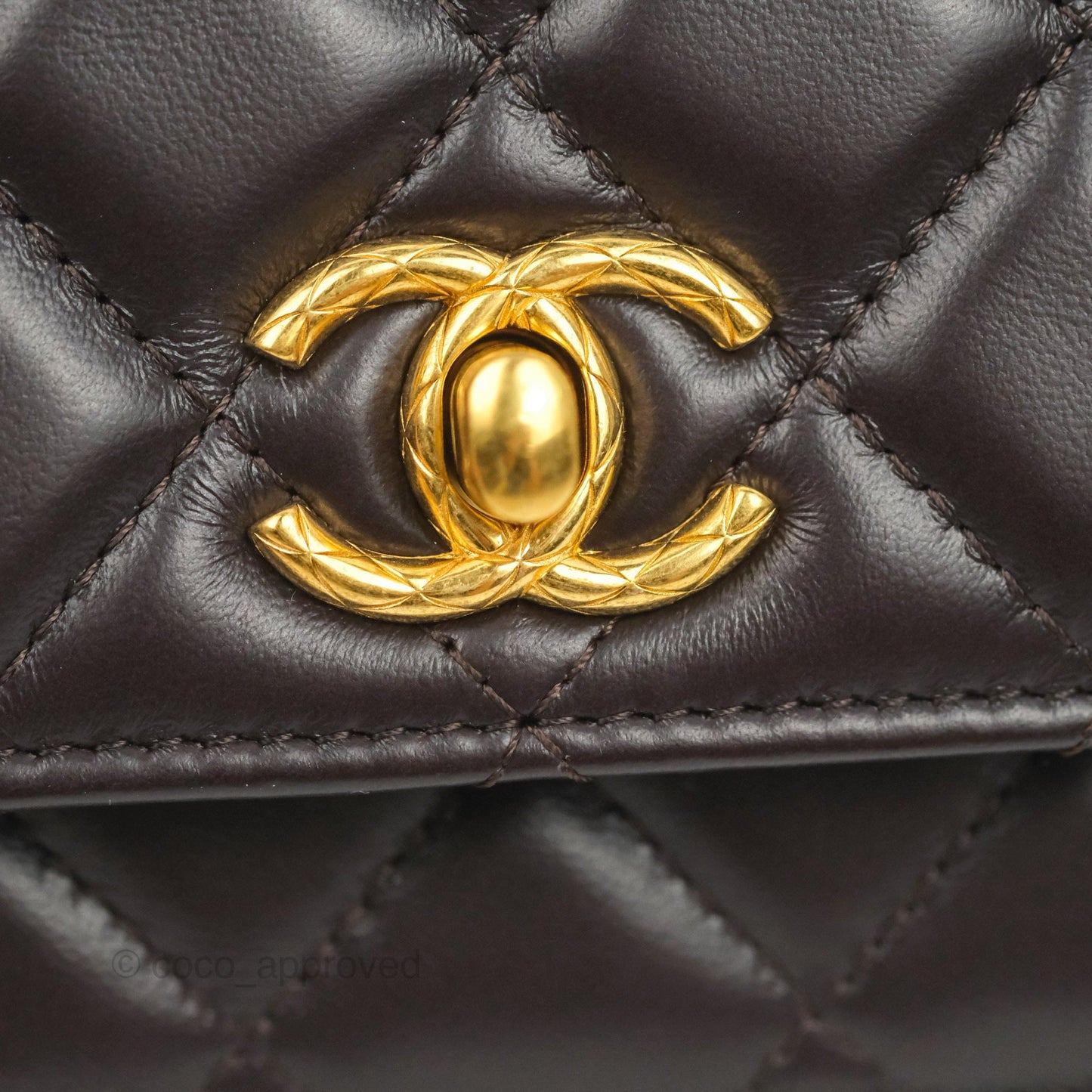 Chanel Quilted Wallet on Chain WOC Adjustable Chain Brown Lambskin Aged Gold Hardware 22K