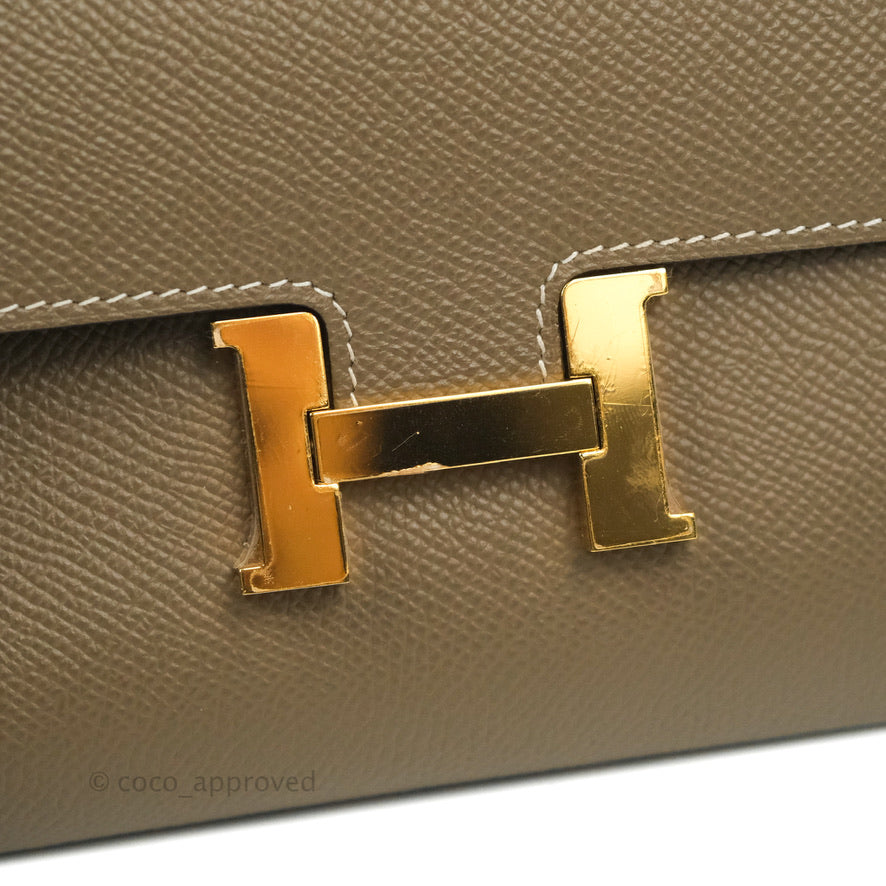 Hermès Constance Long To Go Wallet Etoupe Epsom Gold Hardware
