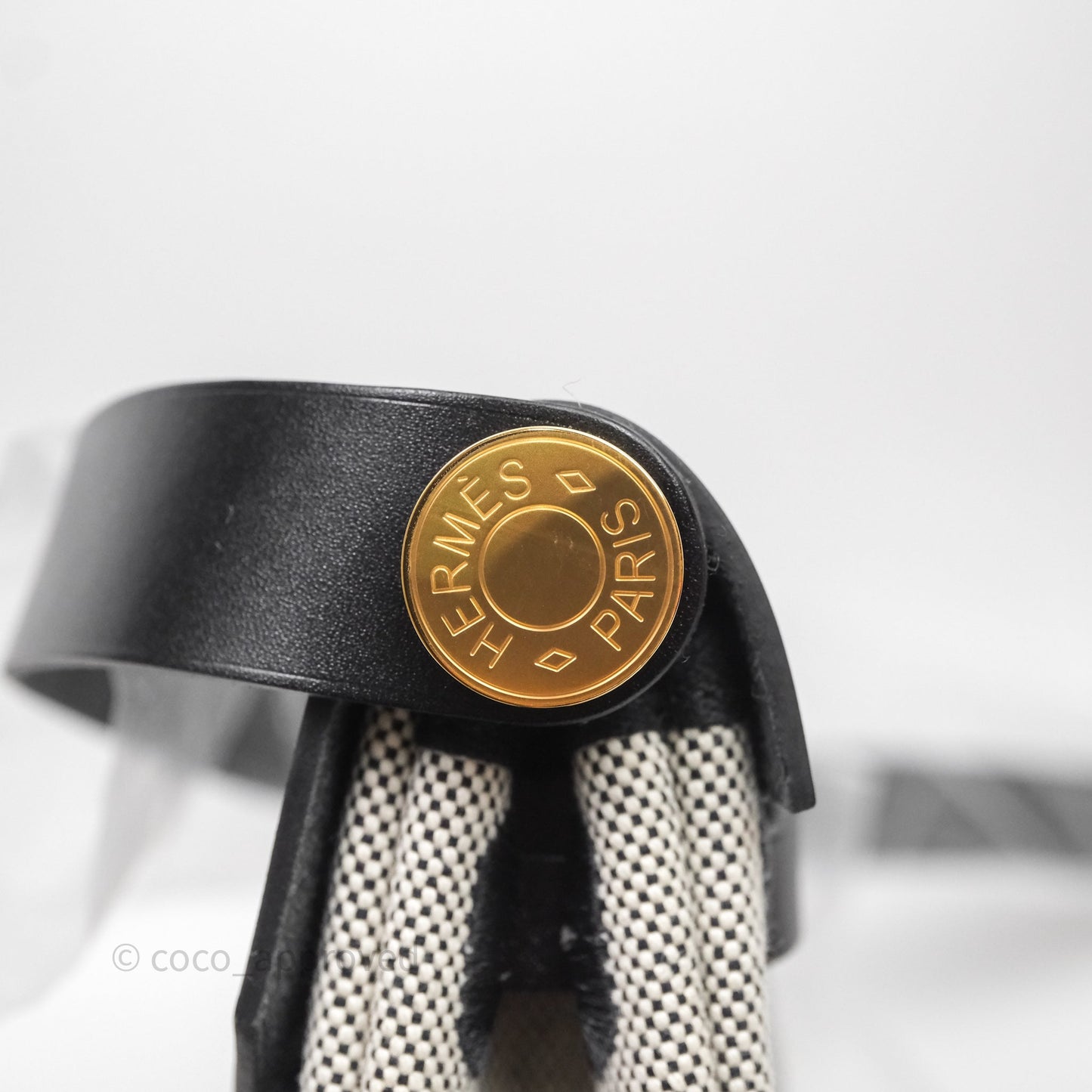 Hermès Herbag Zip 20 Mini Ecru-Noir Canvas Gold Hardware