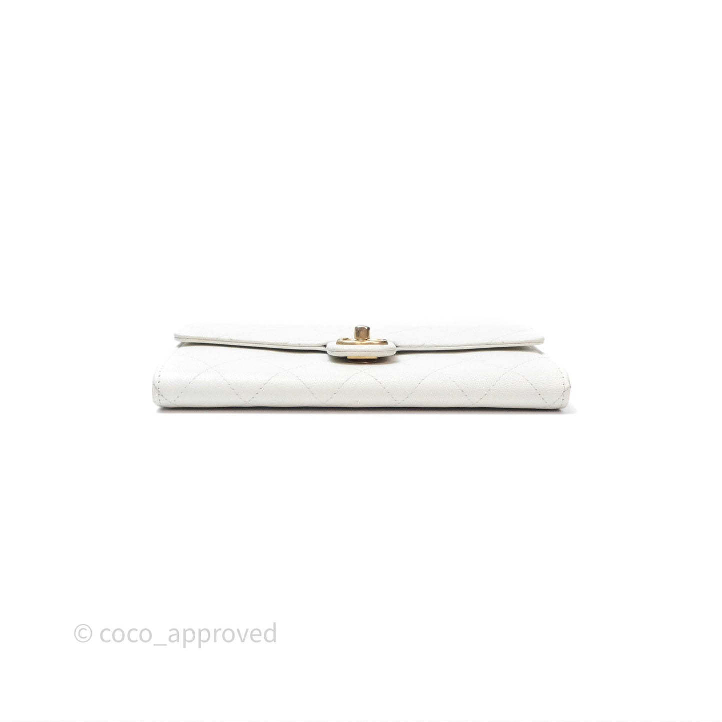 Chanel Quilted Mini Chic Pearls Flap Wallet On Chain WOC White Goatskin Aged Gold Hardware