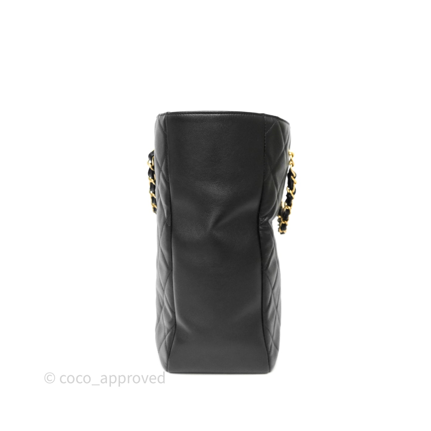 Chanel Stitched Large Shopping Bag Black Calfskin Aged Gold Hardware