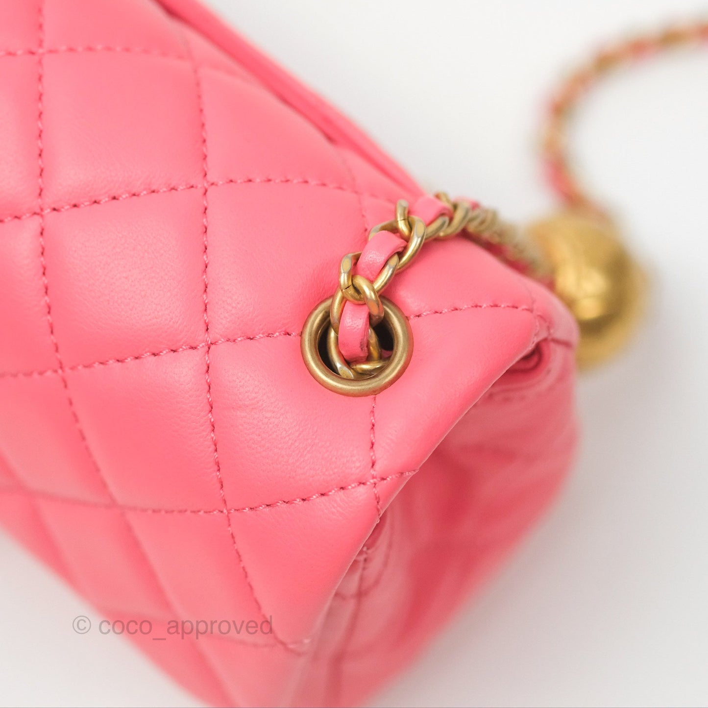 Chanel Pearl Crush Mini Rectangular Pink Lambskin Aged Gold Hardware