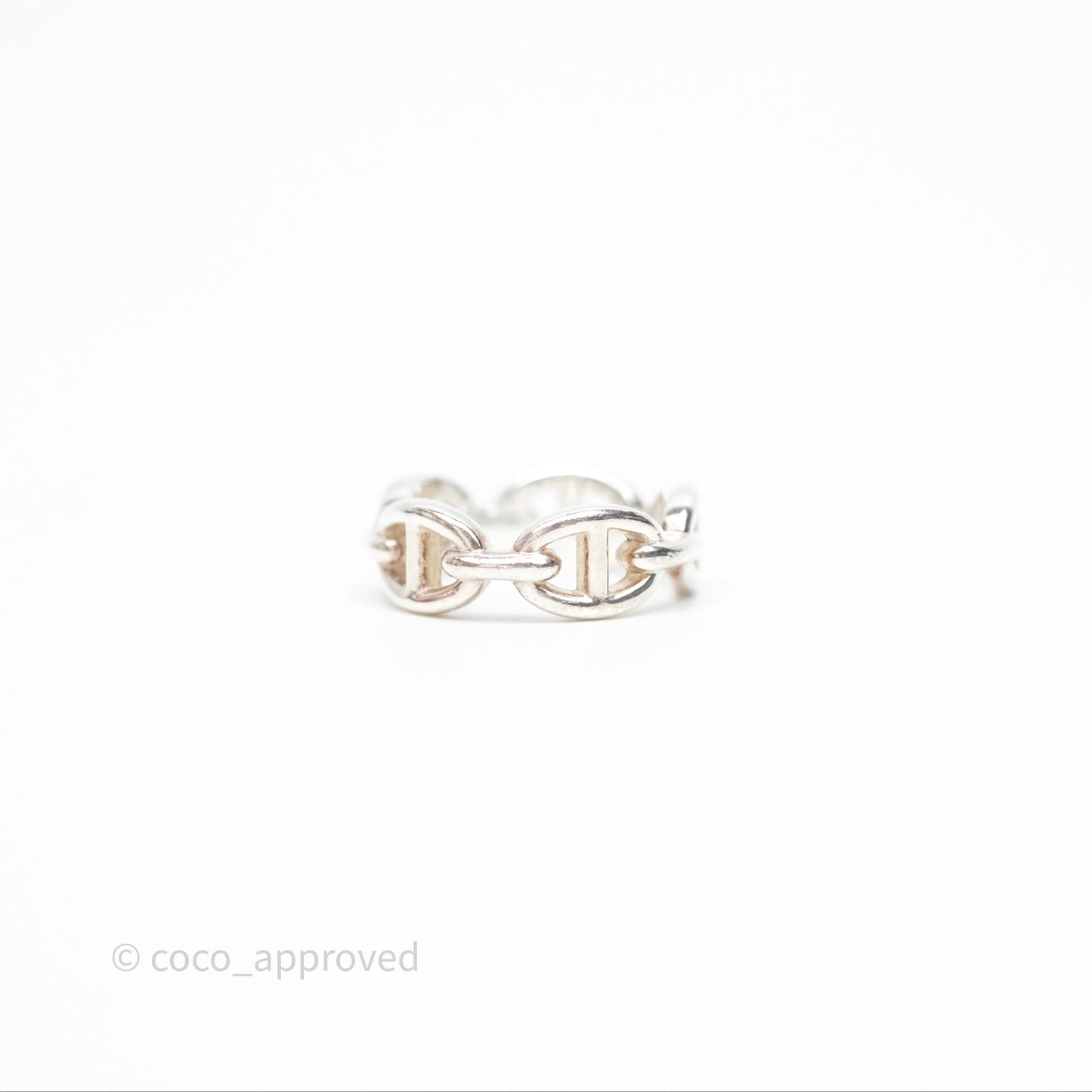 Hermès Sterling Silver PM Chaine d'Ancre Enchainee Band Ring 54
