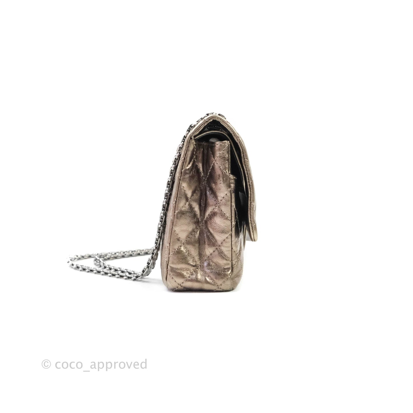 Chanel Quilted Reissue 226 Metallic Calfskin Gun Metal
