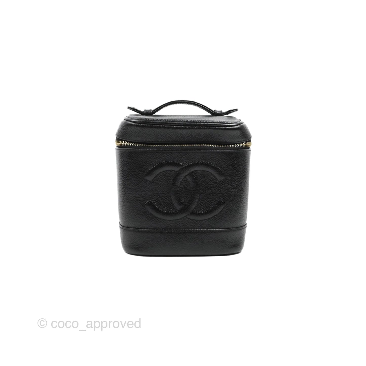 Chanel Vintage Vanity Case Black Caviar Gold Hardware