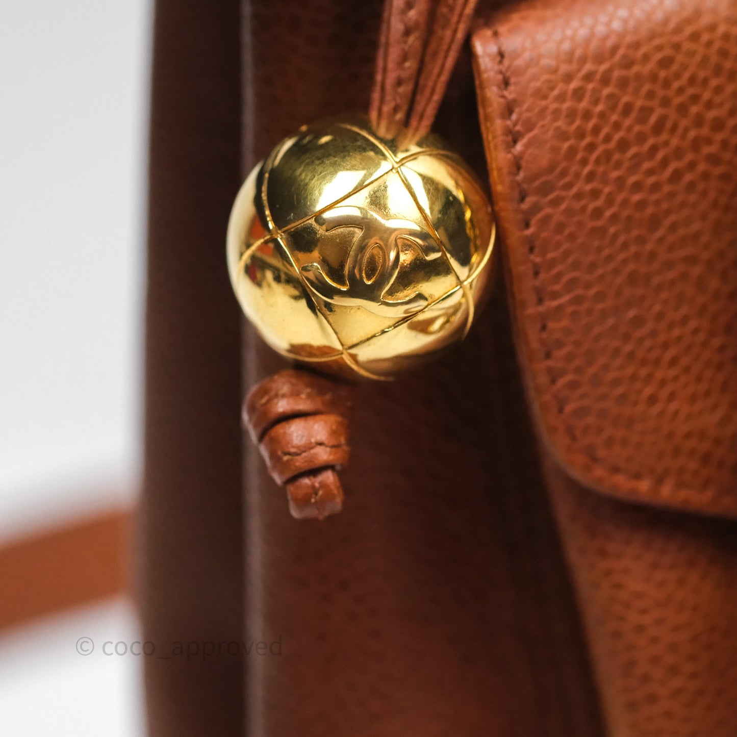 Chanel Vintage Tote Caramel Caviar 24K Gold Hardware