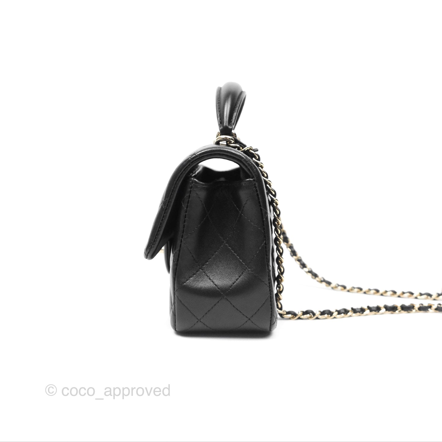 Chanel Top Handle Mini Rectangular Flap Bag Black Lambskin Gold Hardware