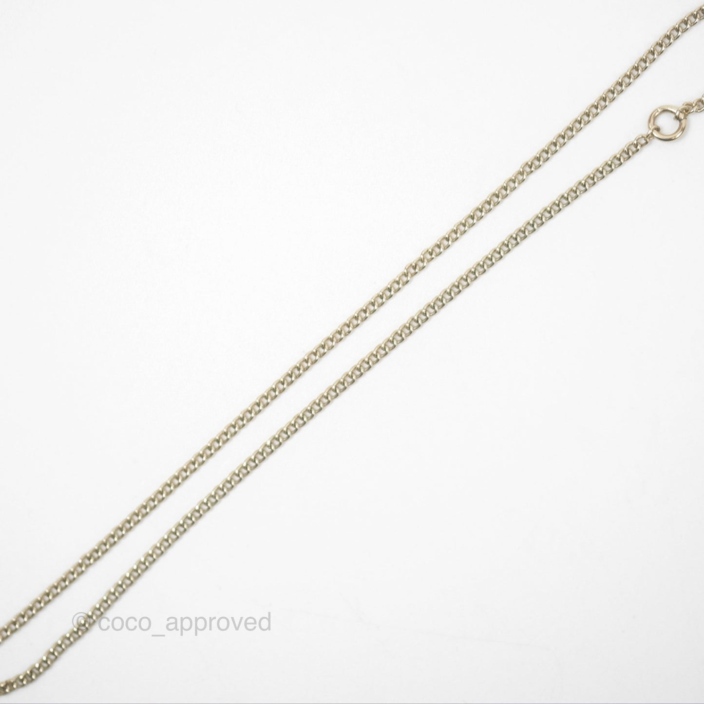 Chanel Crystal CC Pearl Drop Necklace Gold Tone 12A