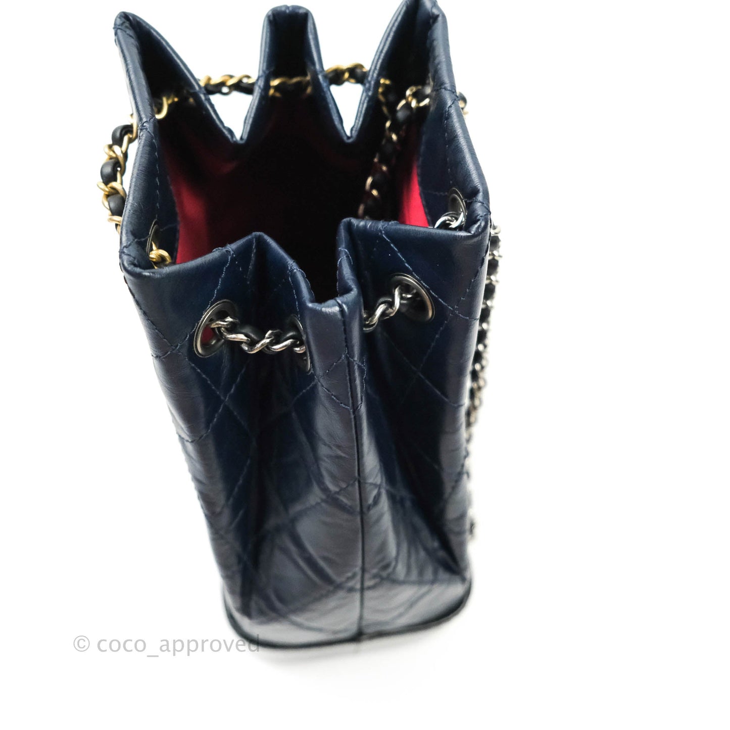 Chanel Gabrielle Backpack Black Aged Calfskin Small Navy Black