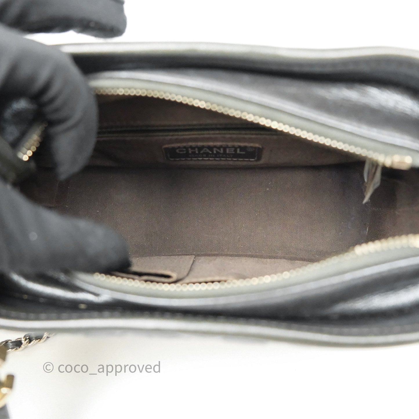 Chanel Small Gabrielle Hobo Chevron Iridescent Grey Aged Calfskin