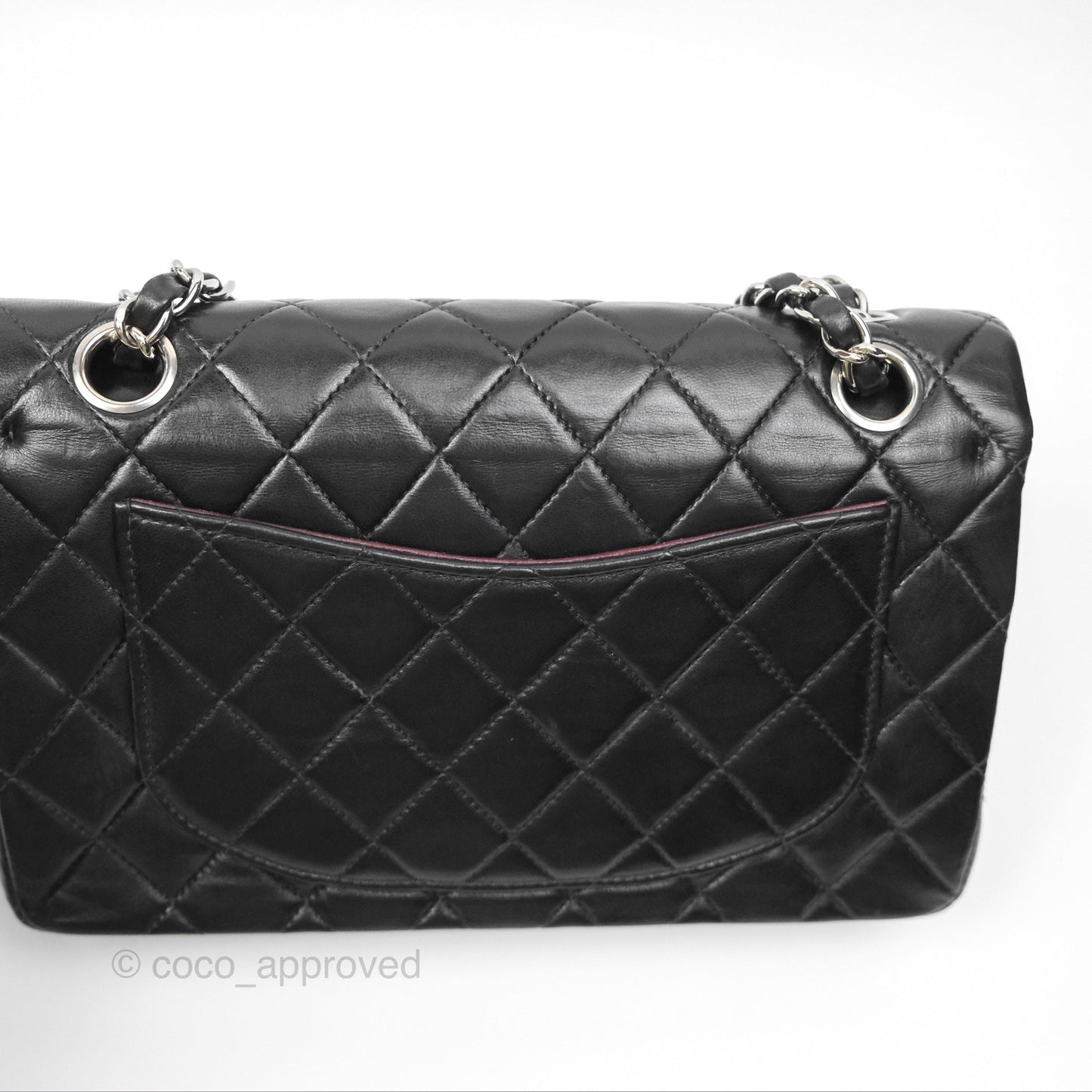 Chanel Vintage Small Classic Flap Black Lambskin Silver Hardware