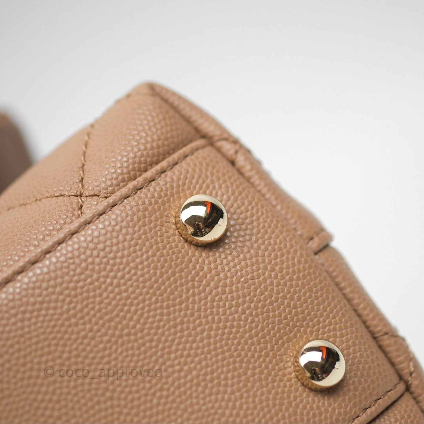 Chanel Small Coco Handle Quilted Dark Beige Caviar Gold Hardware