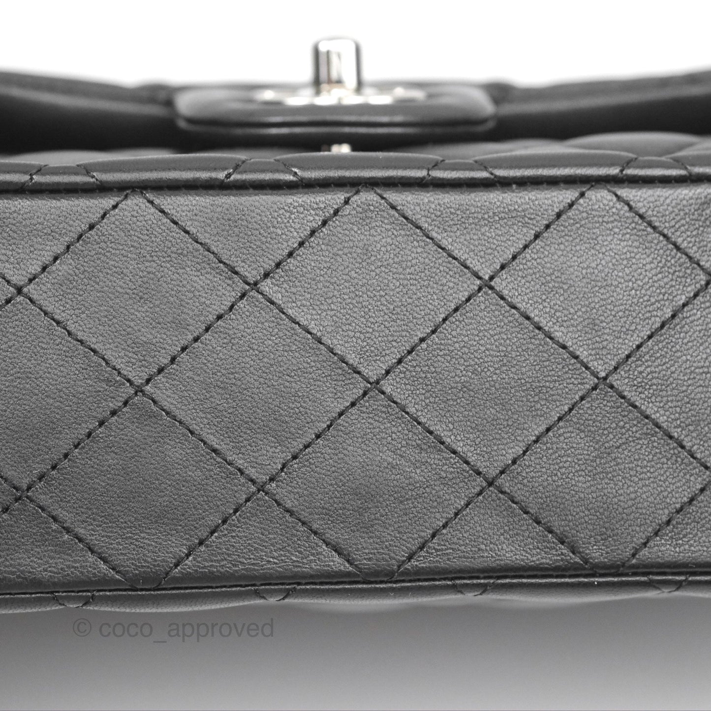 Chanel Classic M/L Medium Flap Quilted Black Lambskin Silver Hardware