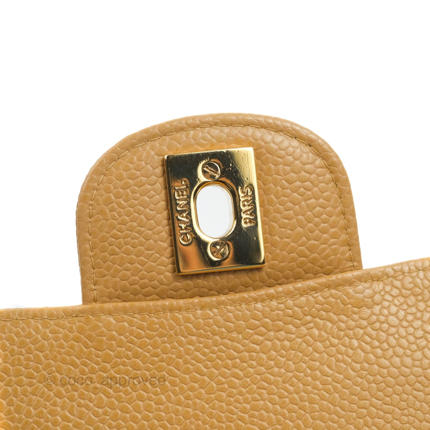 Chanel Quilted M/L Medium Flap Vintage Dark Beige Caviar 24K Gold Hardware