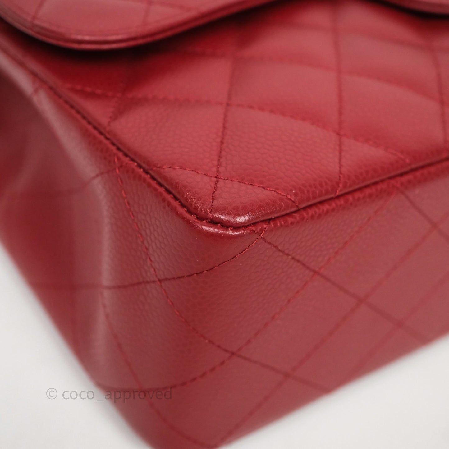 Chanel Jumbo Single Flap Dark Red Caviar Silver Hardware⁣⁣