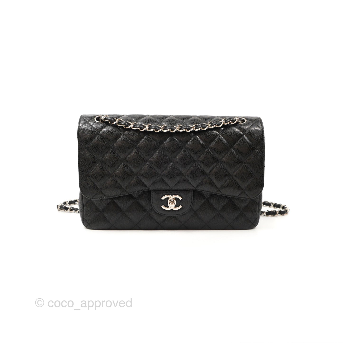 Chanel Jumbo Double Flap Black Caviar Silver Hardware⁣⁣