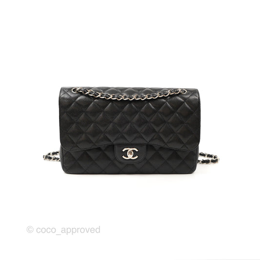 Chanel Jumbo Double Flap Black Caviar Silver Hardware⁣⁣
