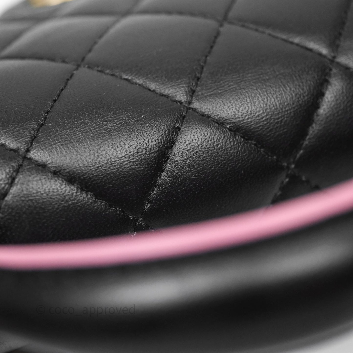 Chanel Top Handle Mini Rectangular Flap Black/Pink Lambskin Gold Hardware 23P