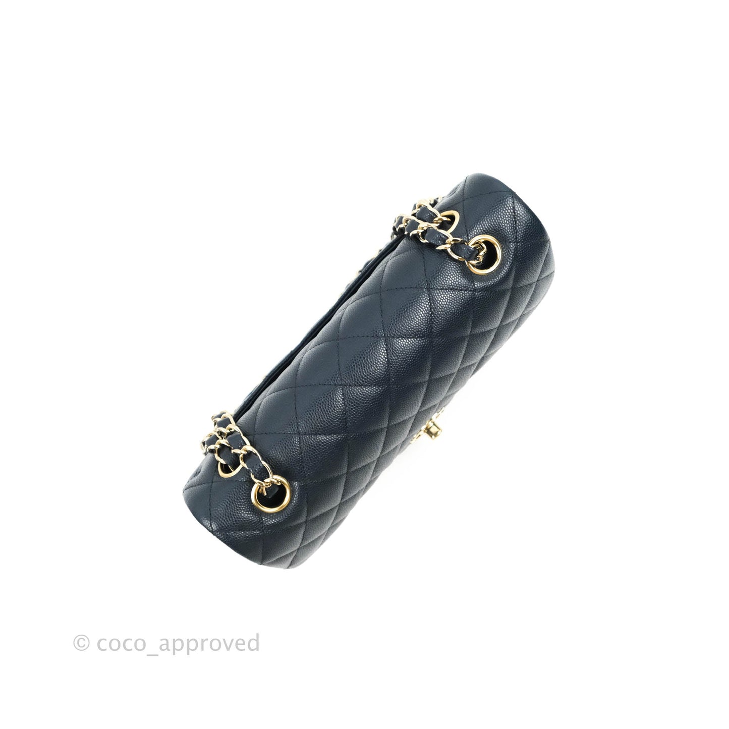 Chanel Classic Small S/M Flap Navy Blue Caviar Gold Hardware 21P