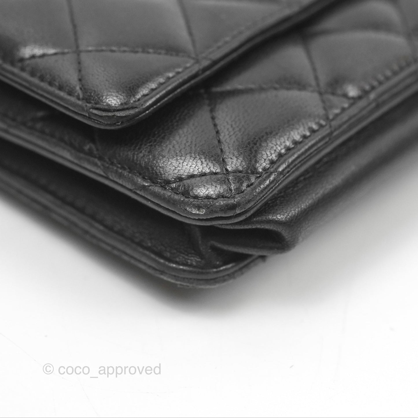 Chanel Quilted Classic Wallet On Chain WOC Black Lambskin Silver Hardware