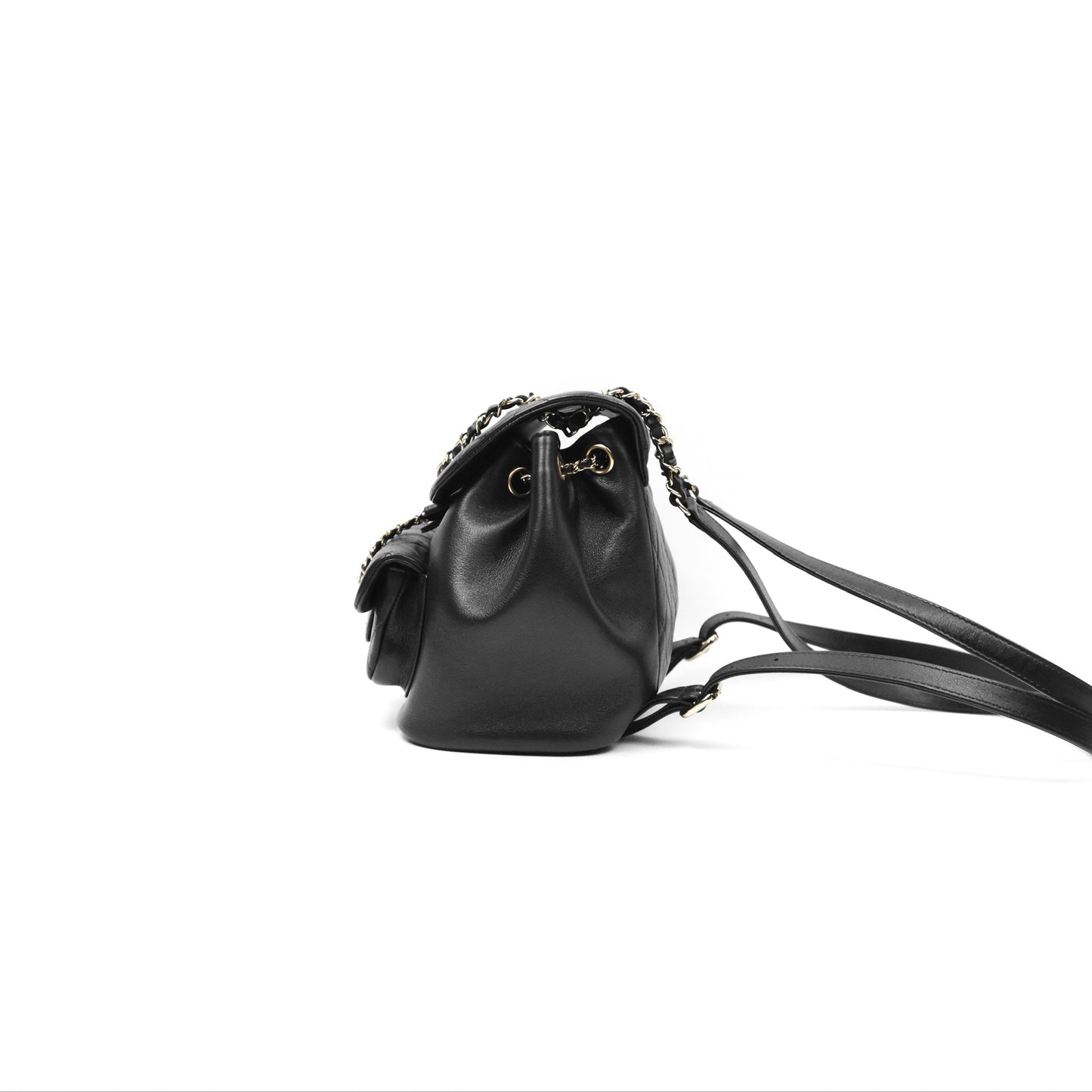 Chanel Quilted Small Duma Drawstring Backpack Black Calfskin