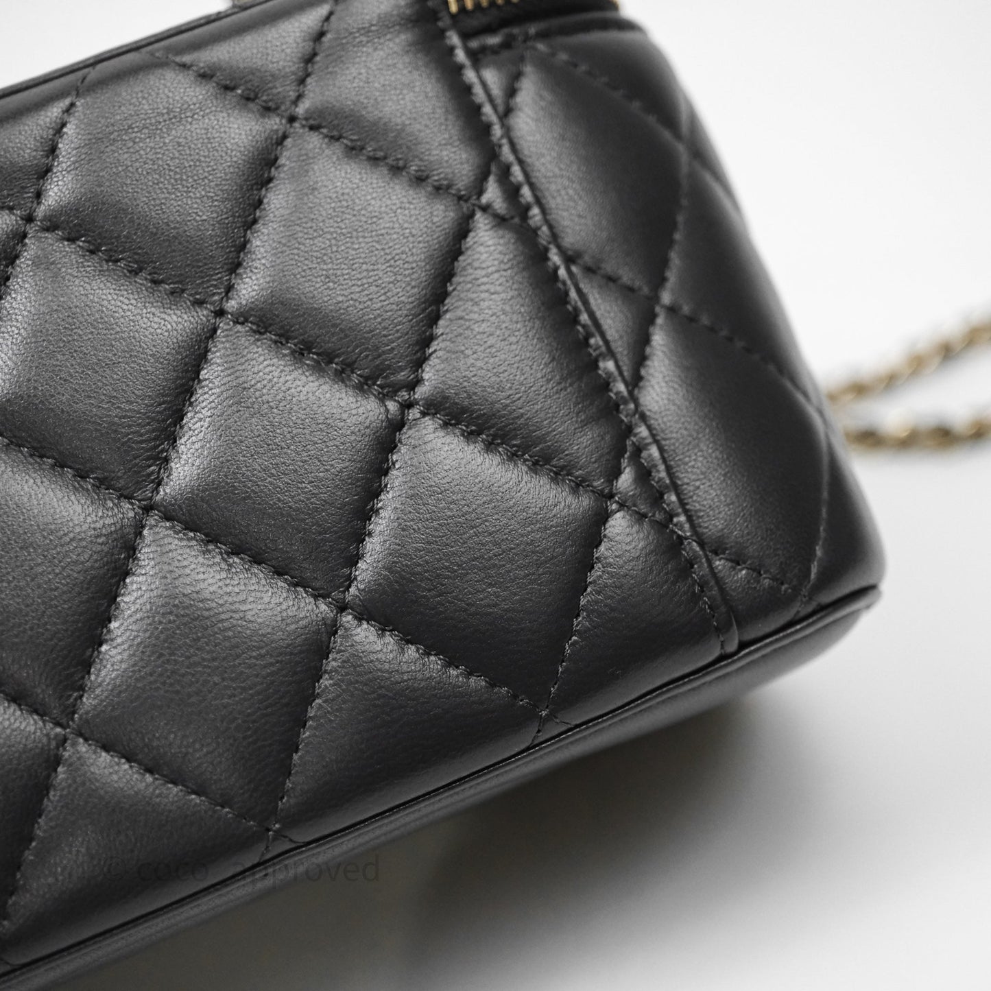 Chanel Trendy CC Vanity Rectangular Top Handle Dark Grey Lambskin Gold Hardware
