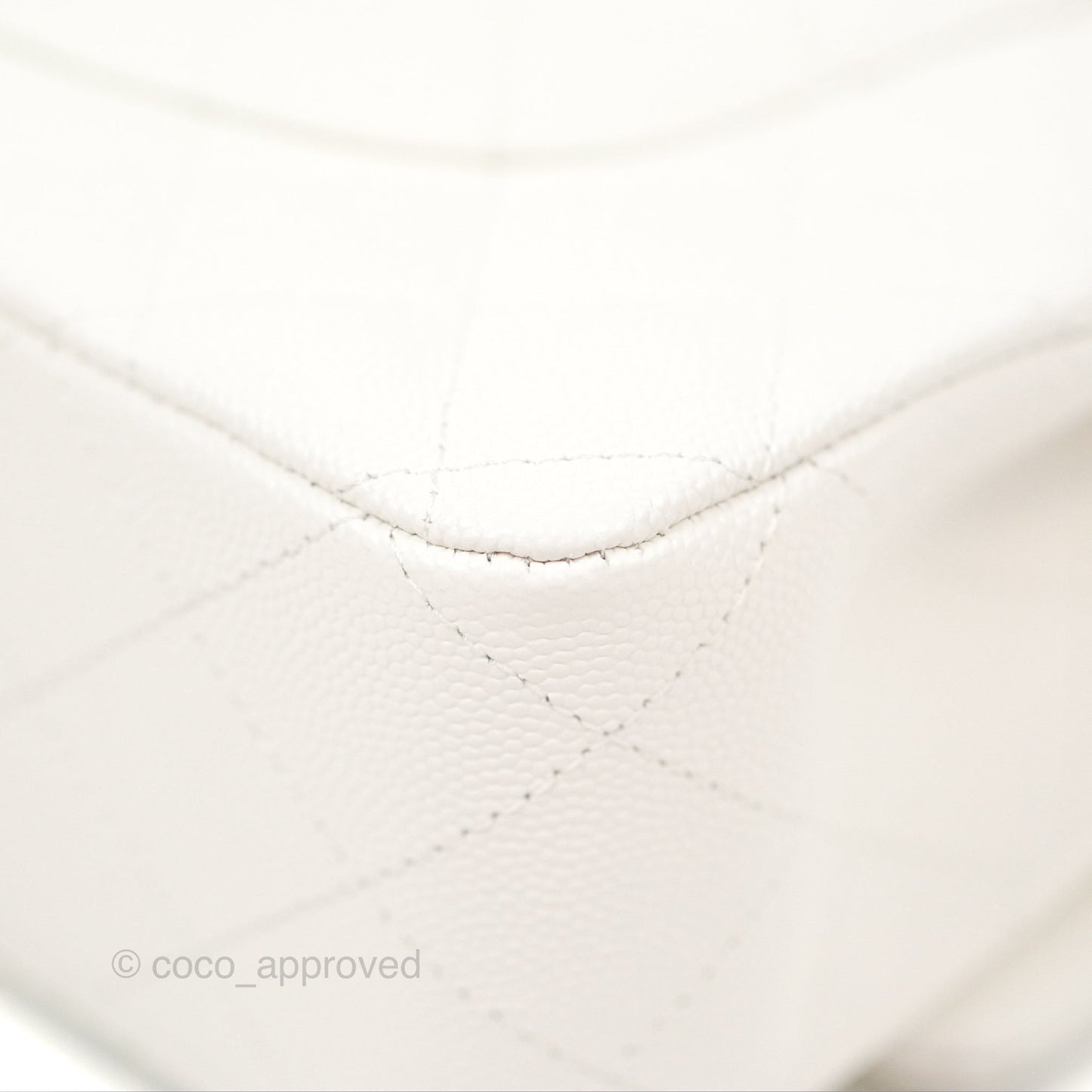 Chanel Classic M/L Medium Flap Quilted White Caviar Gold Hardware