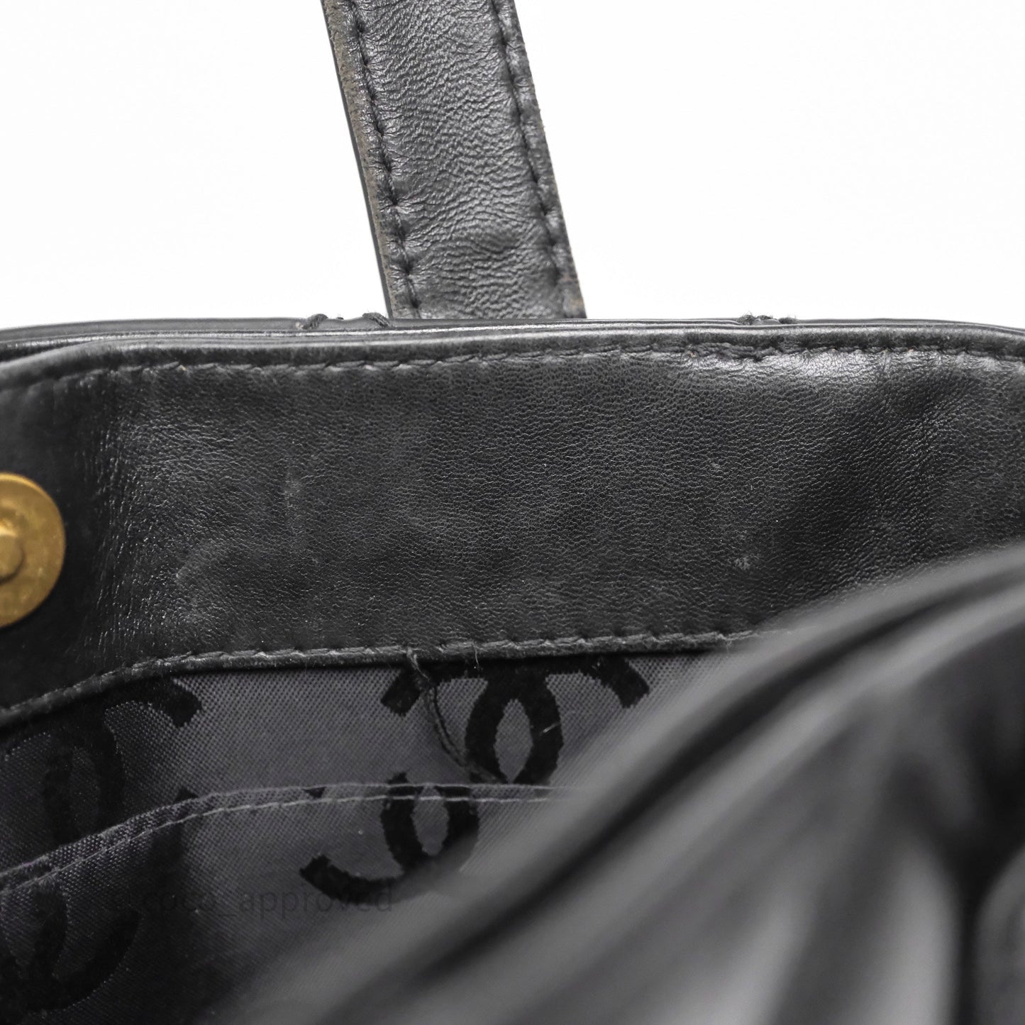 Chanel Vintage Quilted CC Tote Bag Matte Black Calfskin Gold Hardware
