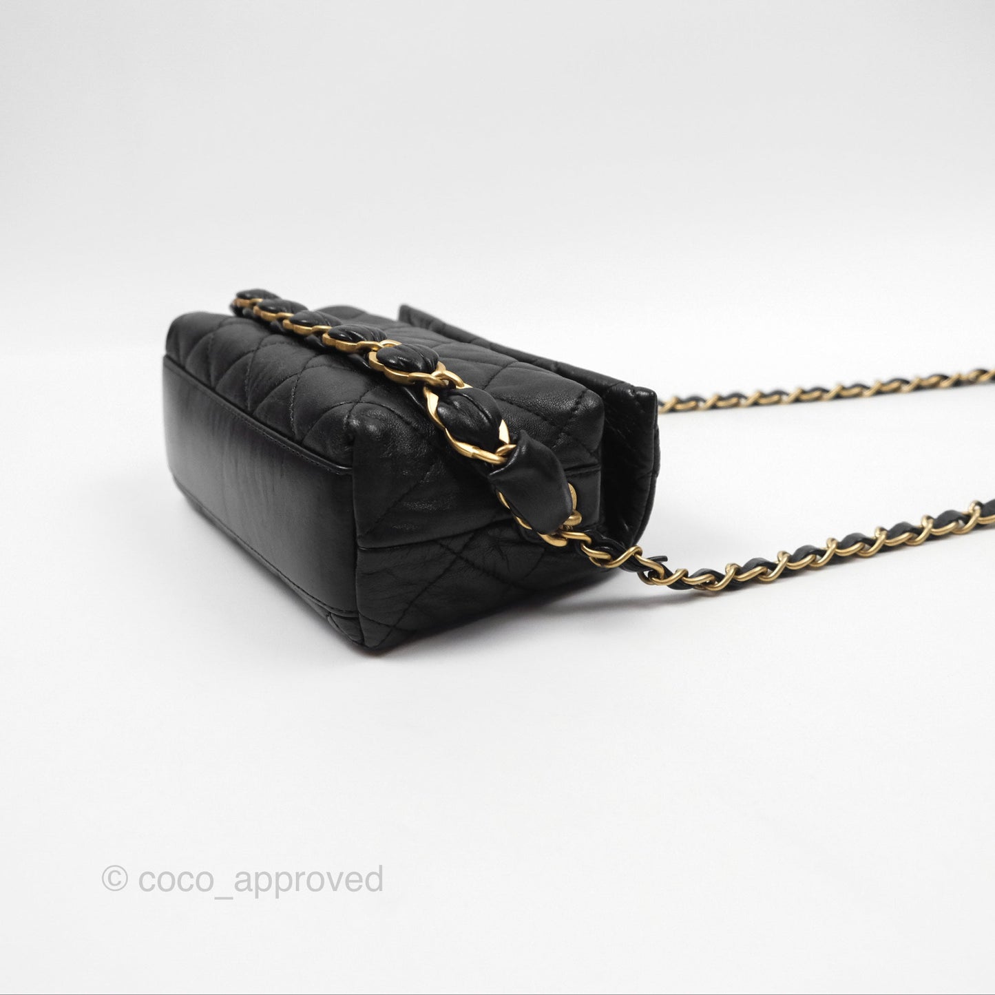 Chanel Small Hobo Bag Crumpled Black Lambskin Aged Gold Hardware 21S