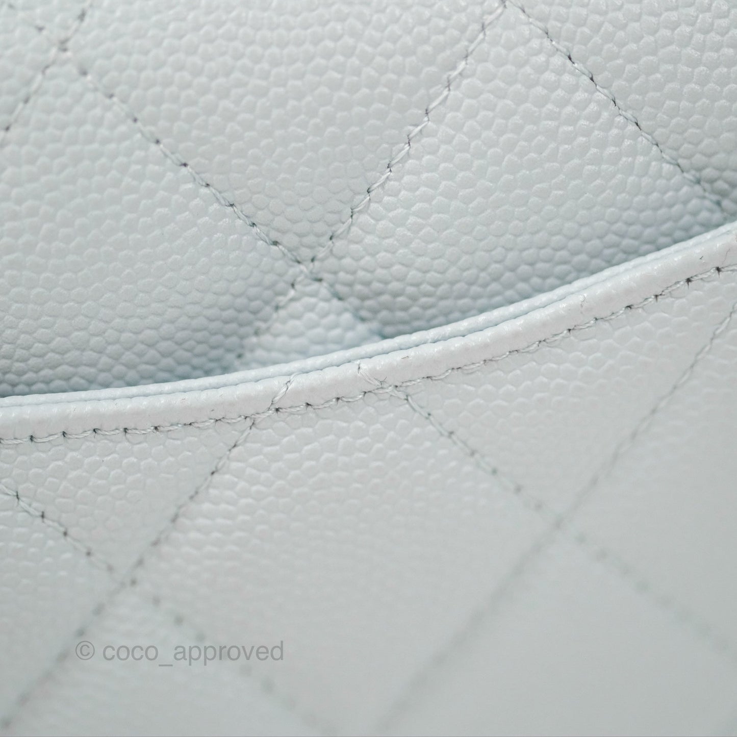 Chanel Classic Quilted Flap Long Wallet Light Blue Caviar Gold Hardware