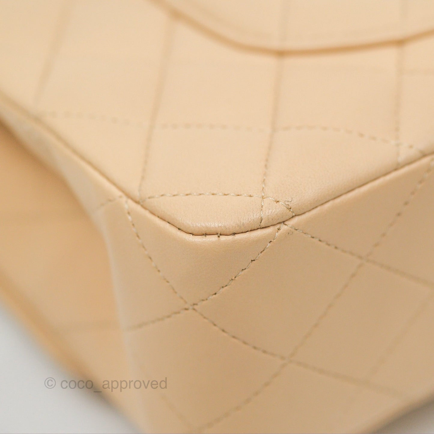 Chanel Classic M/L Medium Flap Quilted Beige Lambskin Silver Hardware