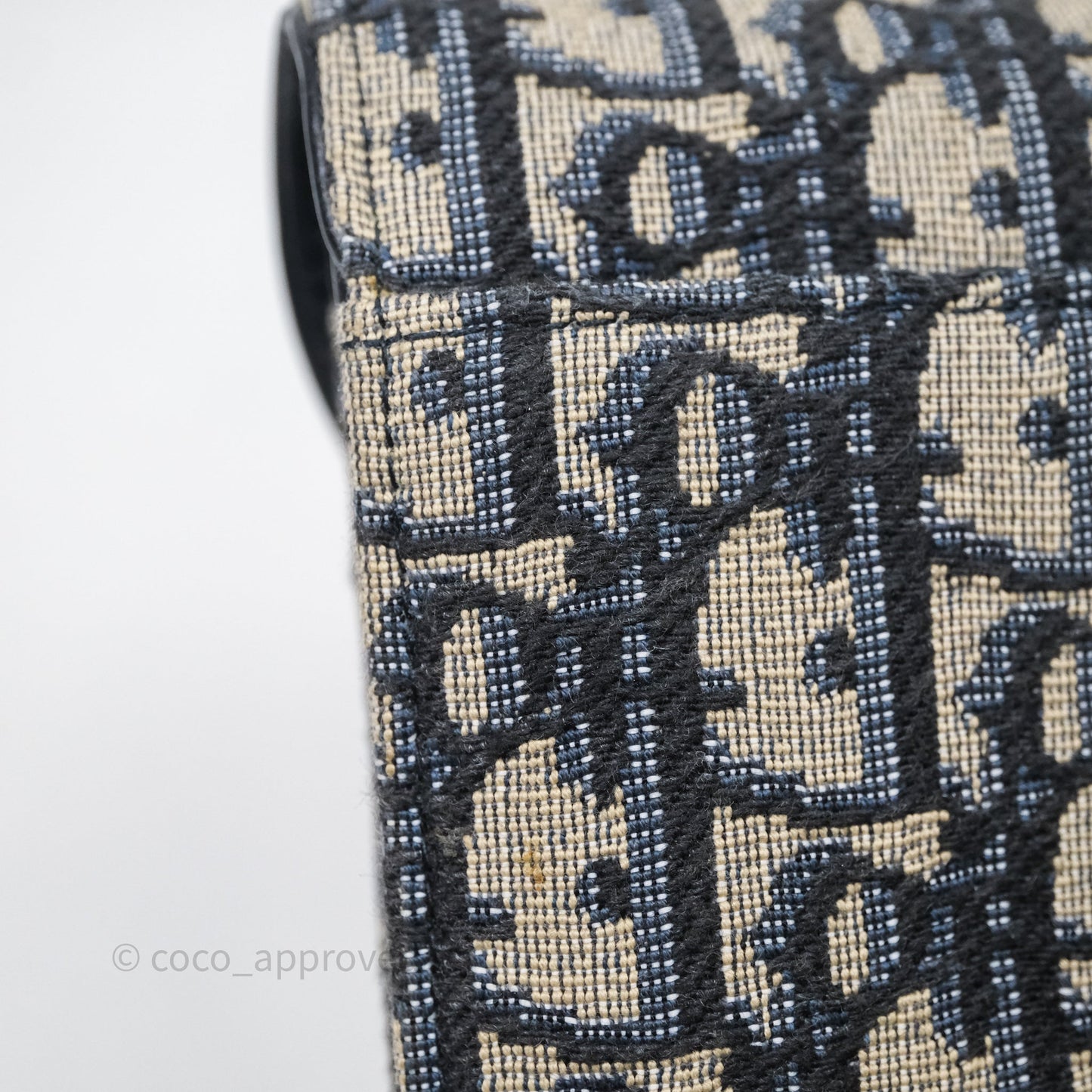 Christian Dior Small Saddle Pouch Wallet with Chain Blue Dior Oblique Jacquard