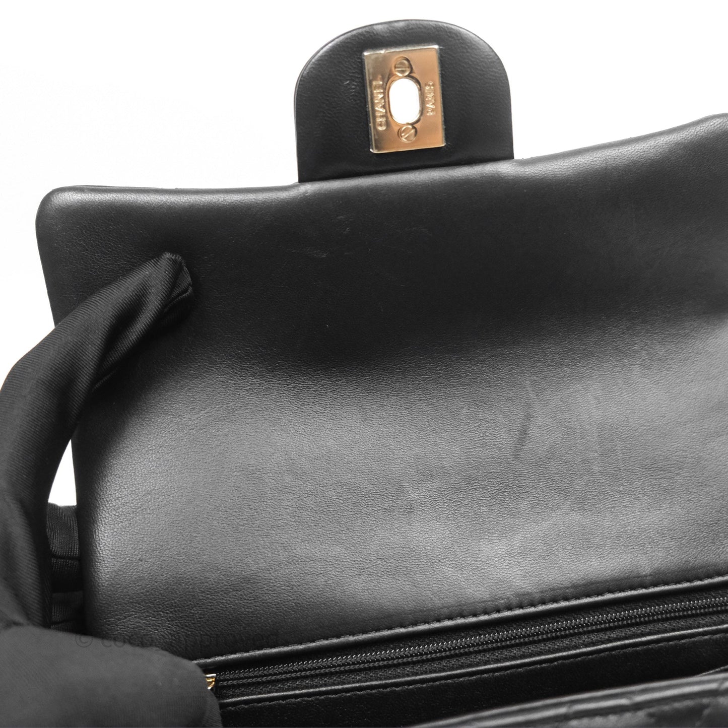 Chanel Top Handle Mini Rectangular Flap Black Lambskin Gold Hardware