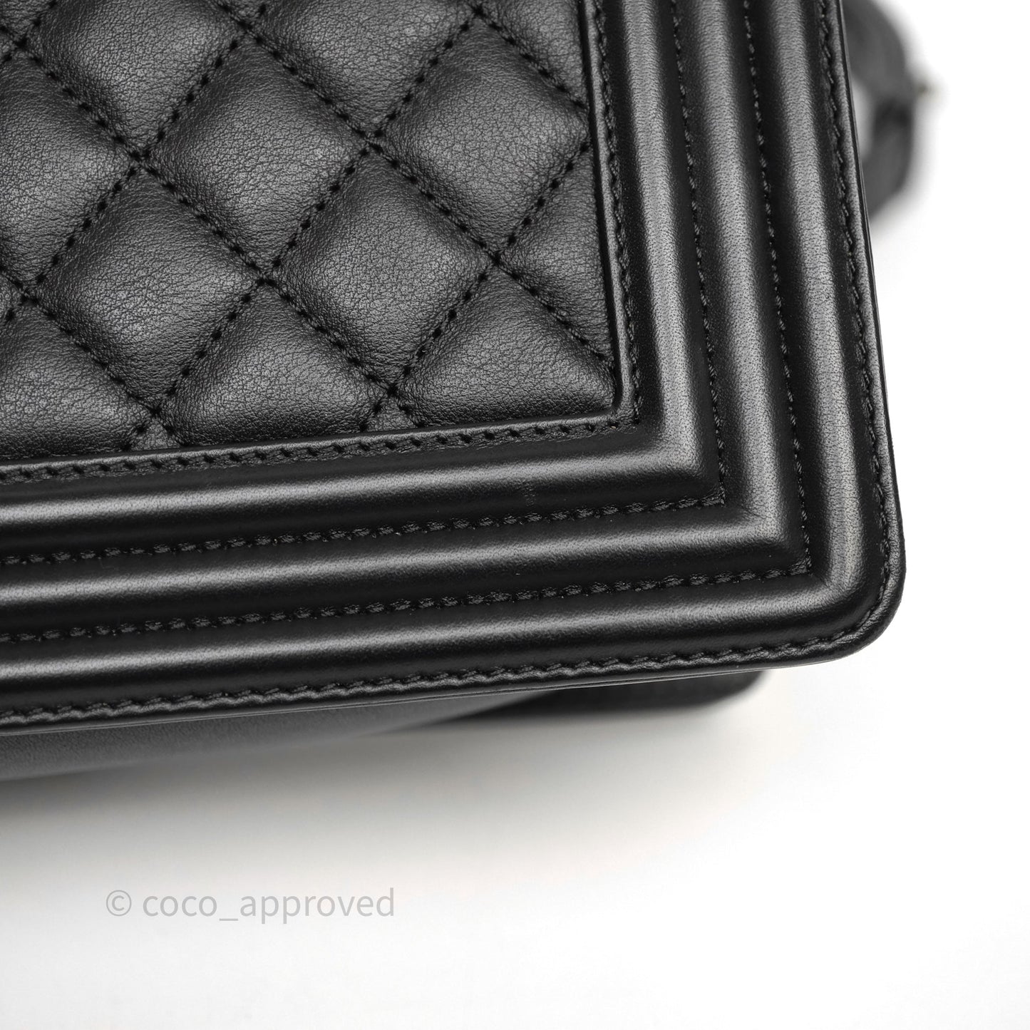 Chanel Quilted Medium Boy Black Calfskin Ruthenium Hardware