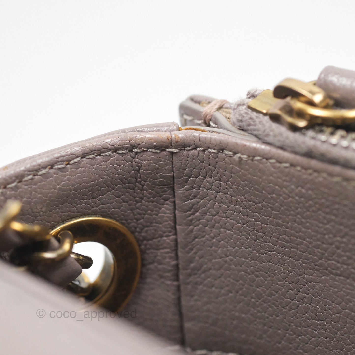 Chanel Coco Curve Flap Burnished Lilac Grey Calfskin Goatskin Antique Gold Hardware