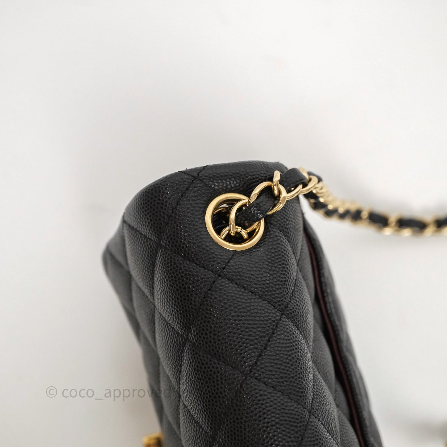 Chanel Mini Square Quilted Black Caviar Gold Hardware