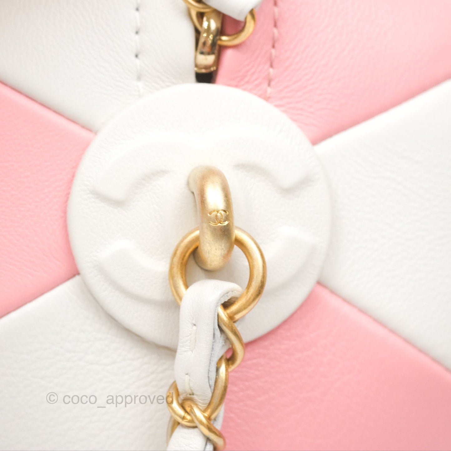 Chanel Coco Beach Ball Pink White Calfskin Gold Hardware