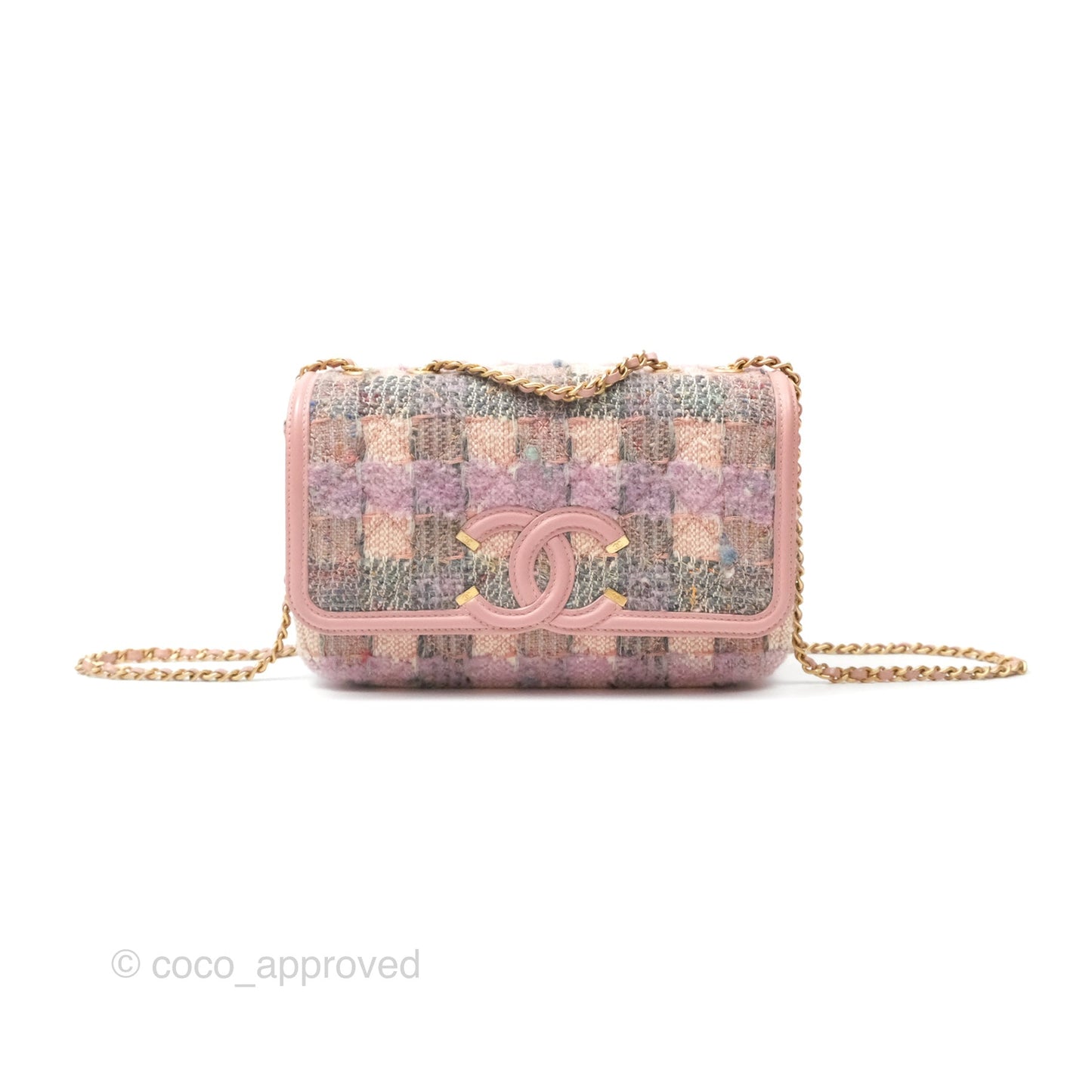 Chanel Small CC Filigree Flap Pink Tweed