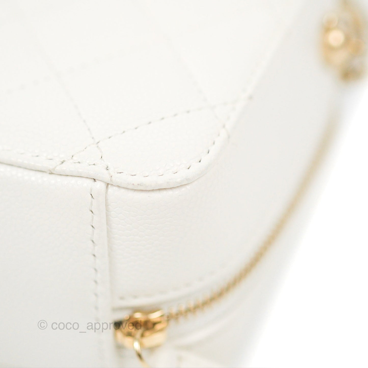 Chanel Mini Quilted Camera Case White Caviar Gold Hardware