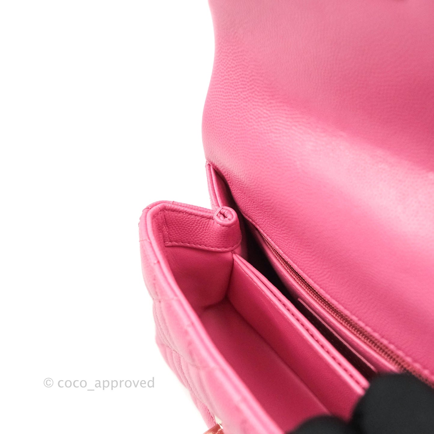Chanel Extra Mini Coco Handle Quilted Pink Caviar Lizard Embossed Handle Gold Hardware