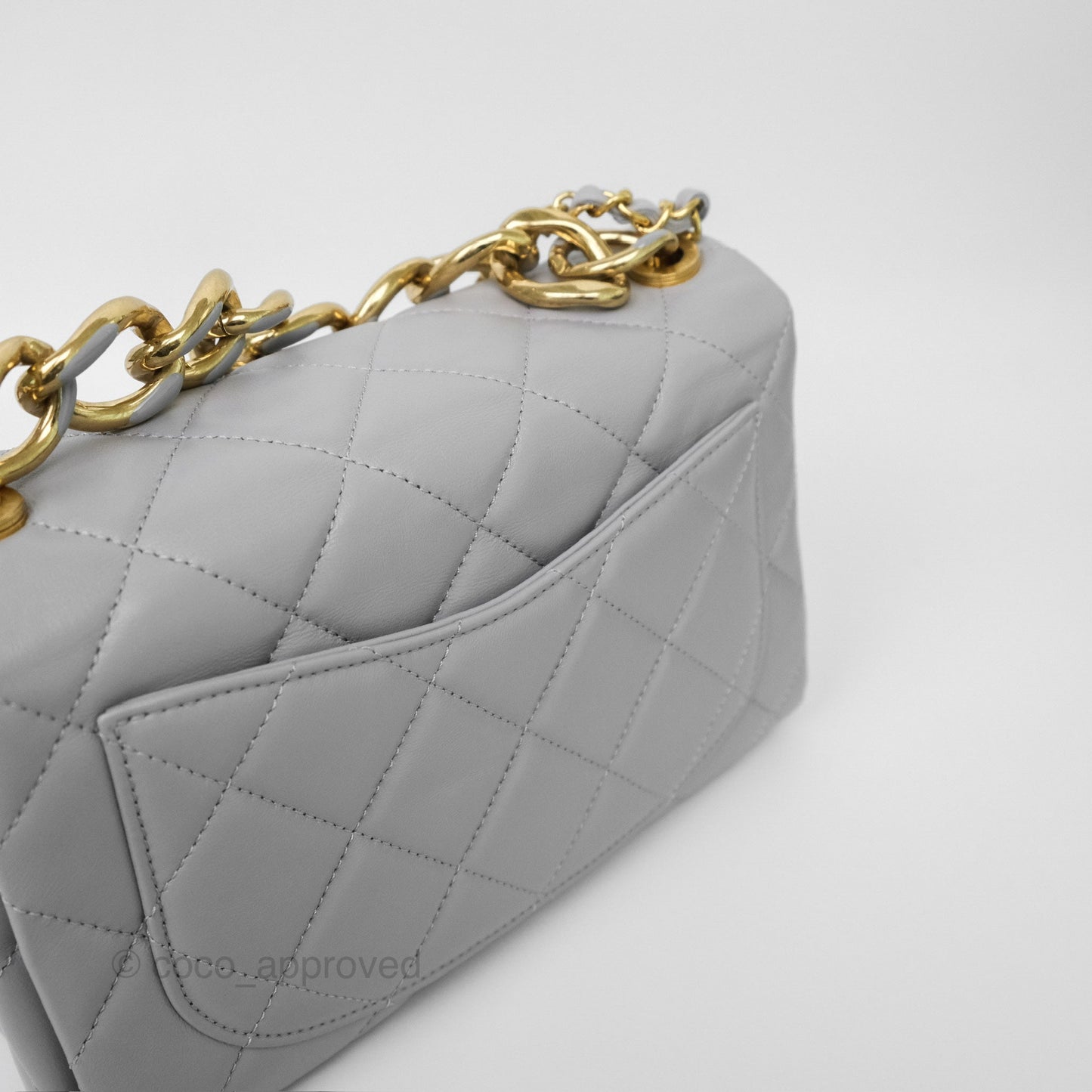 Chanel Medium Color Match Flap Grey Lambskin Aged Gold Hardware 22A