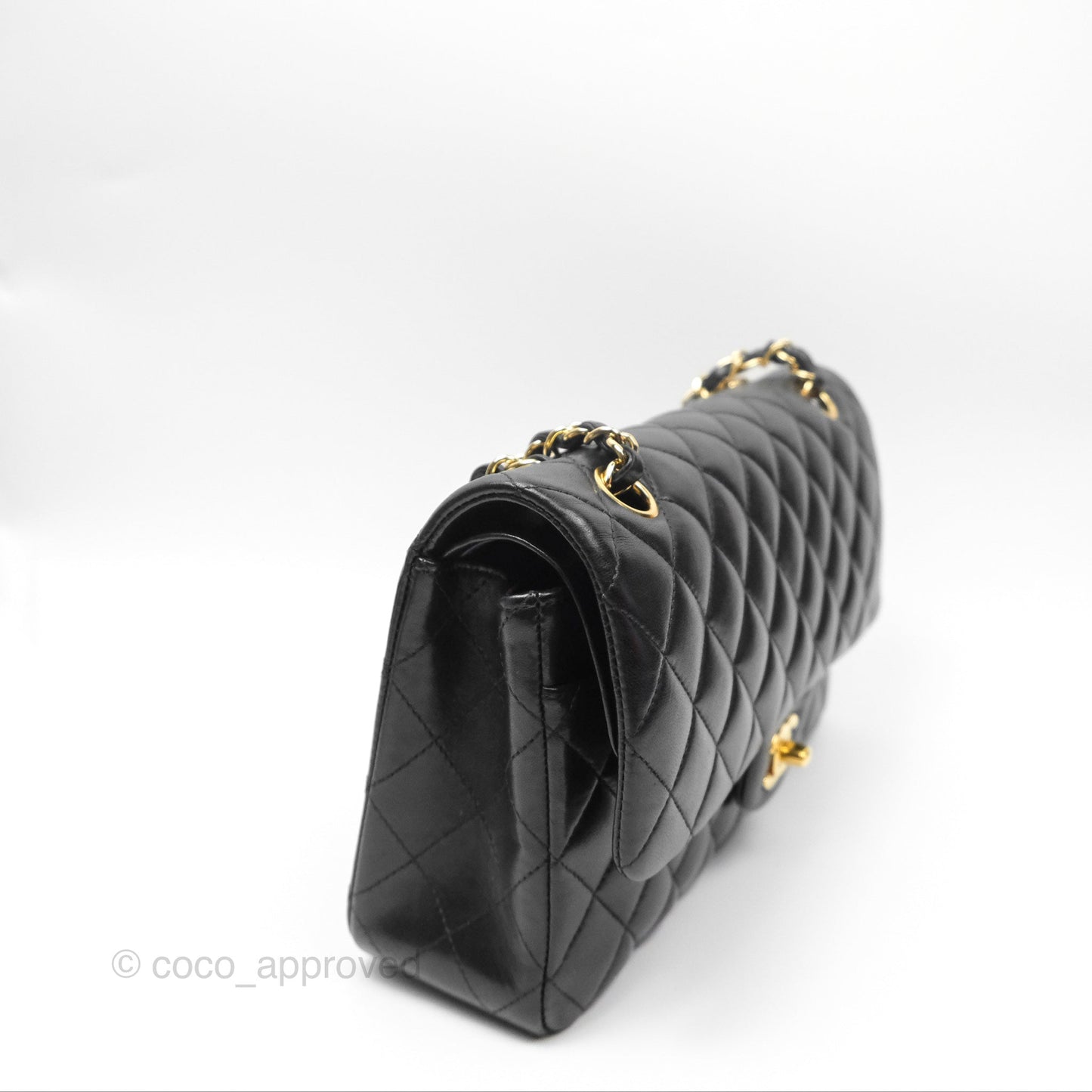 Chanel Classic M/L Medium Flap Quilted Black Lambskin Gold Hardware