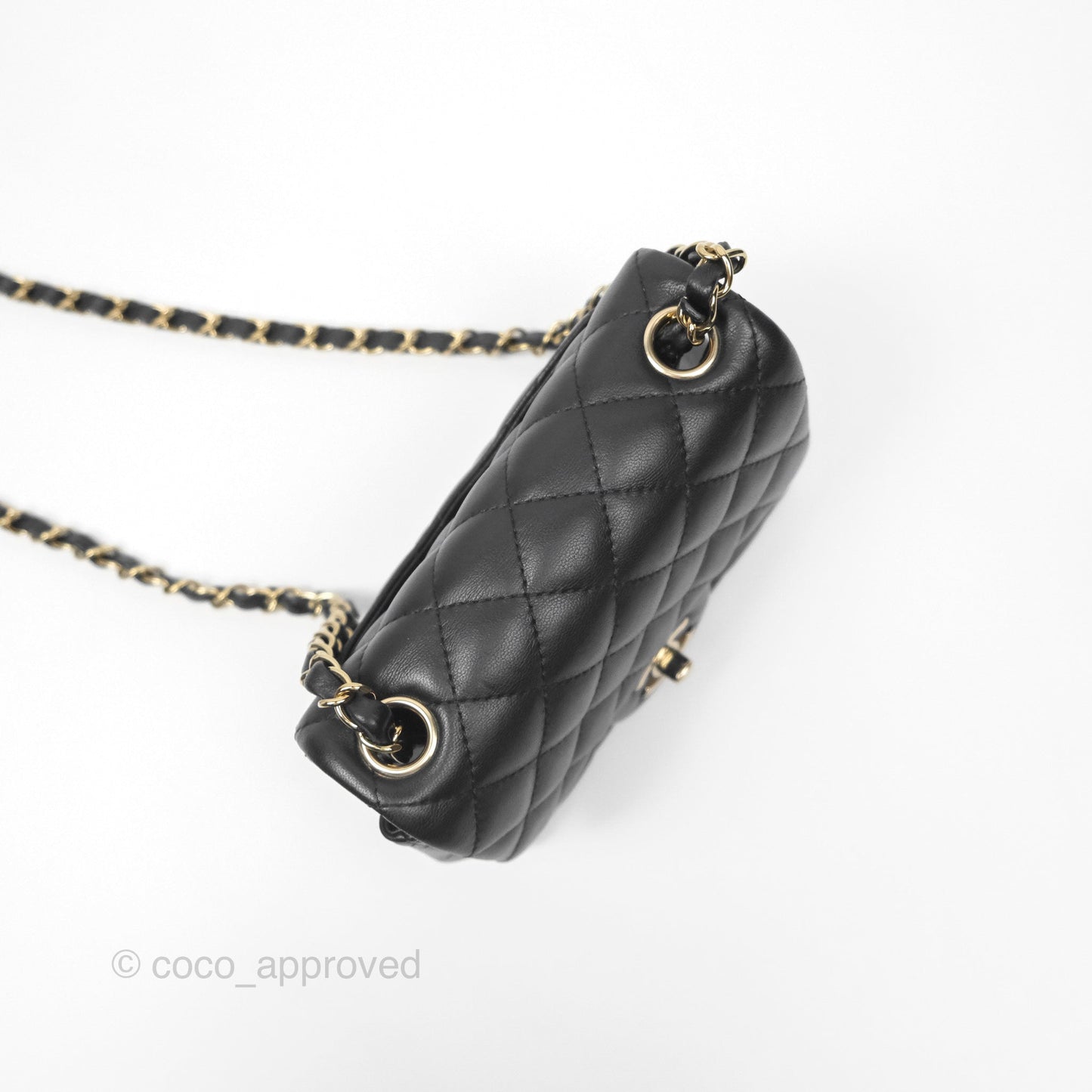 Chanel Mini Square Black Lambskin Gold Hardware