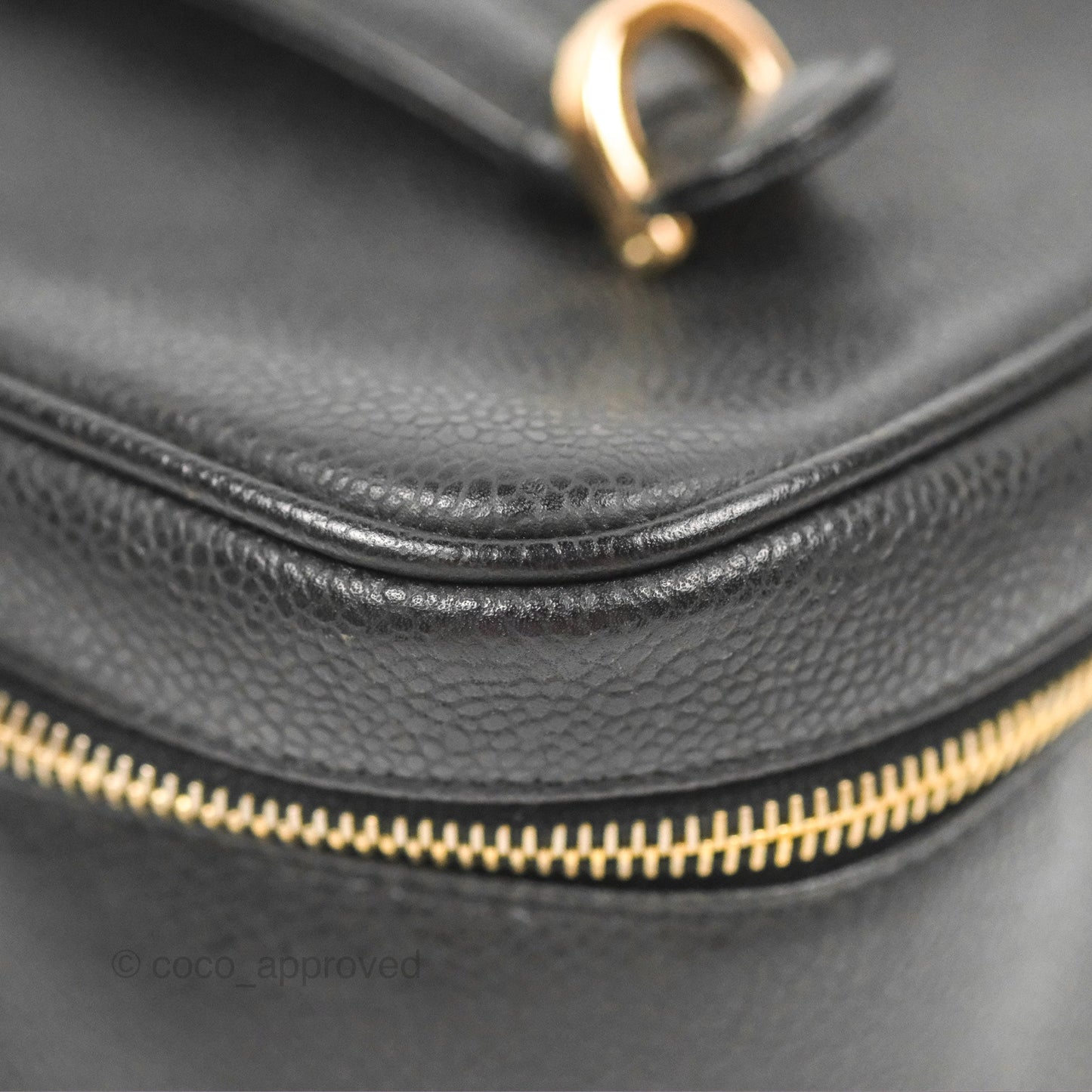Chanel Vintage Vanity Case Black Caviar Gold Hardware