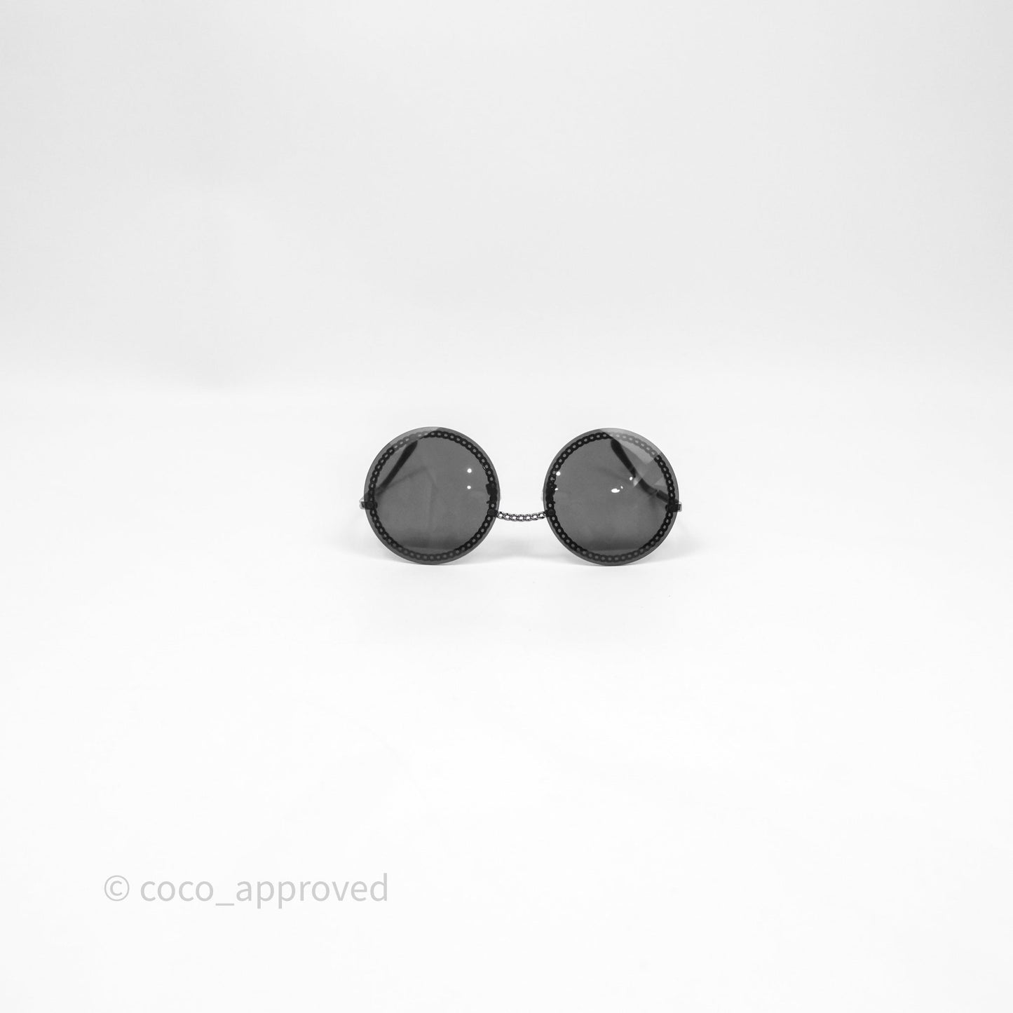 Chanel Round Sunglasses With Chain Black